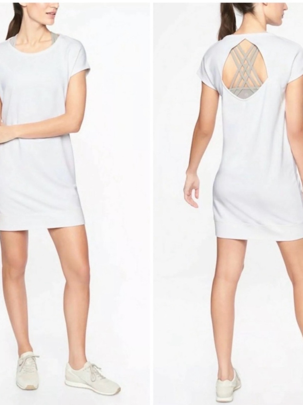 Athleta White Mini Dress with Open Back Detail